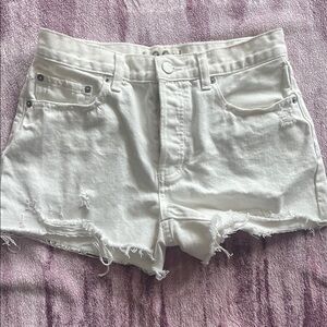 We The Free White Distressed Denim Shorts